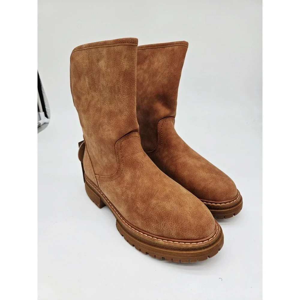 NEW‎ Womens Roxy Fleece FAUX Fur Lined Autumn Brown Boot Size 9